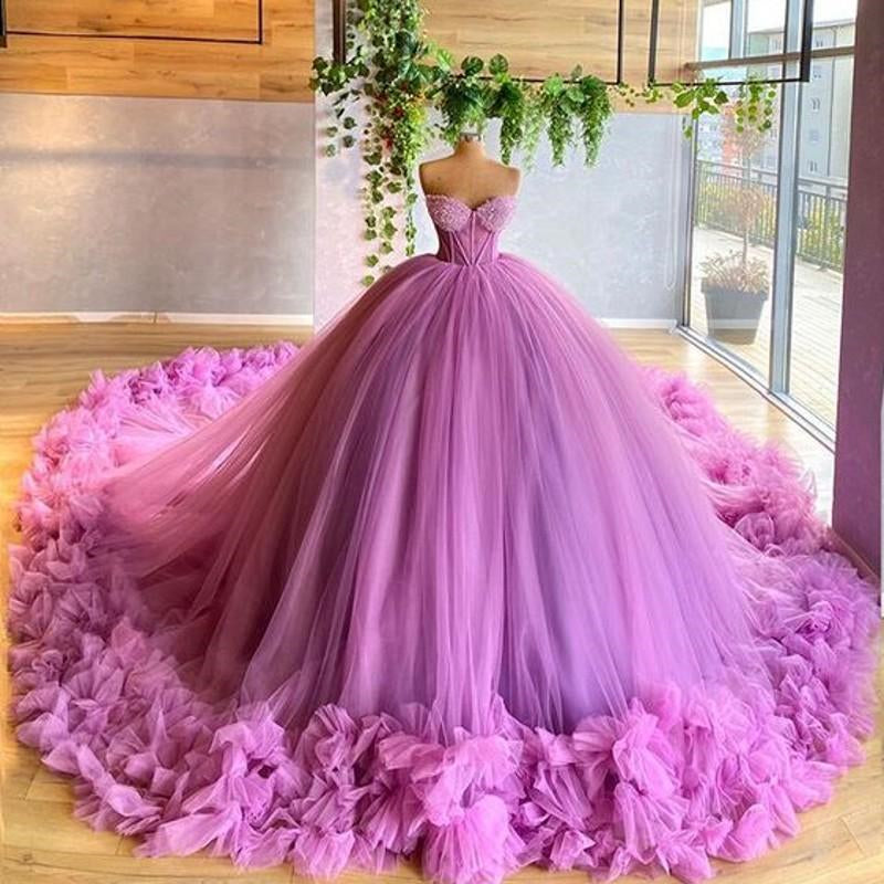 Purple Tulle High Low Prom Dresses, Purple Evening Party Dresses US 4 / Custom Color