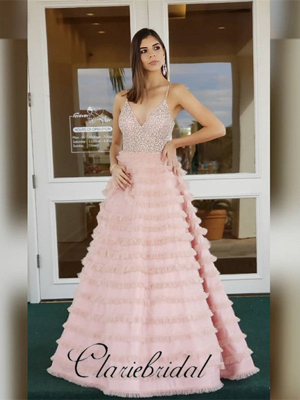 Pink Long Poofy Prom Dresses