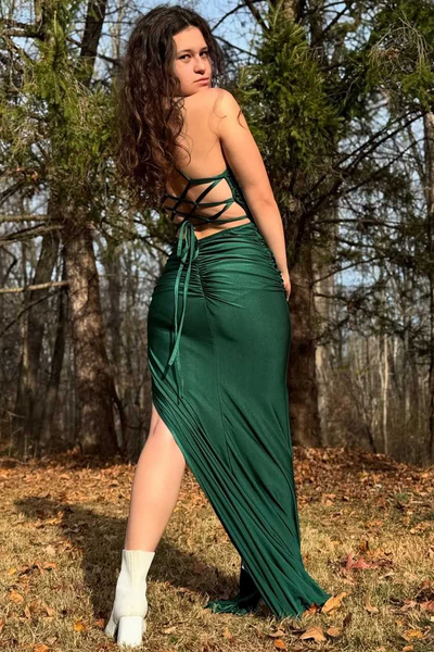 V-neck Sequins Bridesmaid Dresses, Side Slit Newest Long Prom Dresses, Mermaid Wedding Guest Dresses
