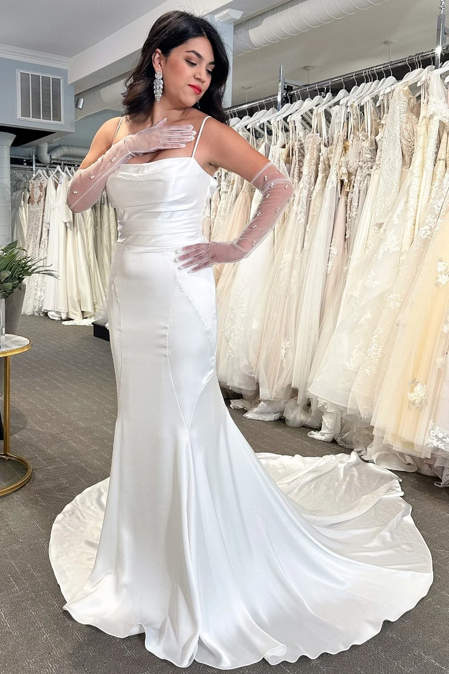 Spaghetti Straps 2025 Simple Wedding Dresses, Satin Mermaid Newest Bridal Gowns