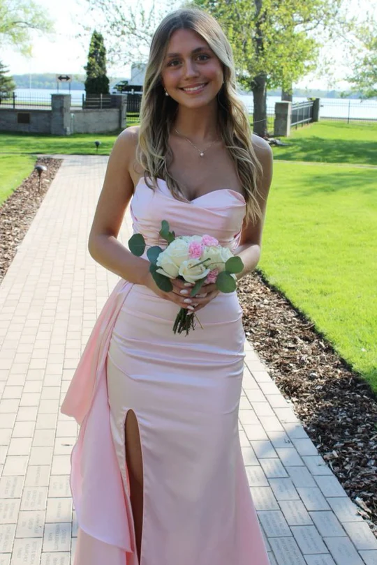 Strapless 2025 Newest Long Prom Dresses, Fashion Bridesmaid Dresses, Mermaid Wedding Guest Dresses