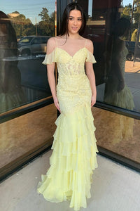 Straps Lace Mermaid 2025 Newest Long Prom Dresses, Fashion Wedding Guest Dresses