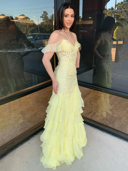 Straps Lace Mermaid 2025 Newest Long Prom Dresses, Fashion Wedding Guest Dresses