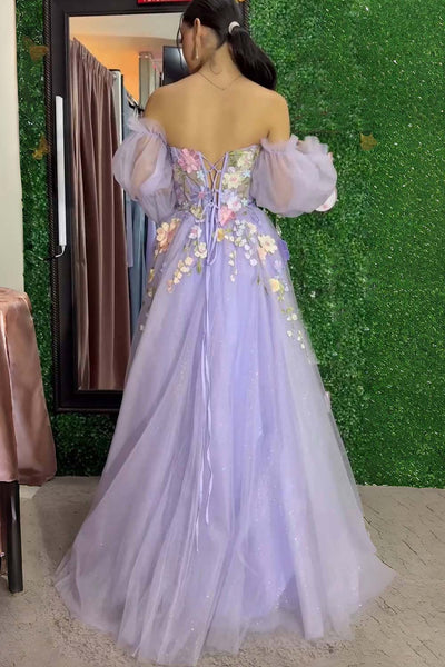 Sweetheart Appliques Newest Long Prom Dresses, 2025 A-line Girl Evening Party Prom Dresses