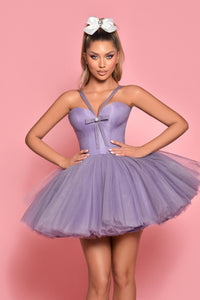 Dusty Purple A-line Mini Dresses, Short Prom Dresses, Homecoming Dresses