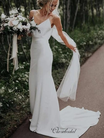 Long Sleeves Lace Wedding Dresses, Side Slit Wedding Dresses, Elegant –  ClaireBridal