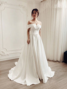 A-line Off The Shoulder Wedding Dresses, Simple Fashion Wedding Dresses