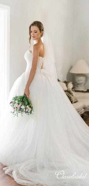 Sweetheart Beaded Top Ball Gown Long Wedding Dresses, Bridal Gown